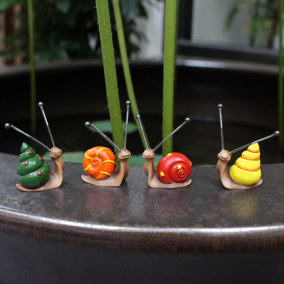 Bonsai Garden Mini - 4pcs, Mini Snail Sculpture Bonsai Decorations，Garden