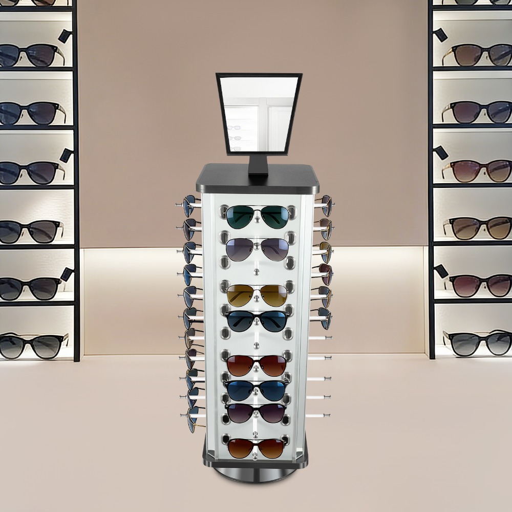 Display Stand Wood - 360° Rotating Eyeglasses Display Stand -