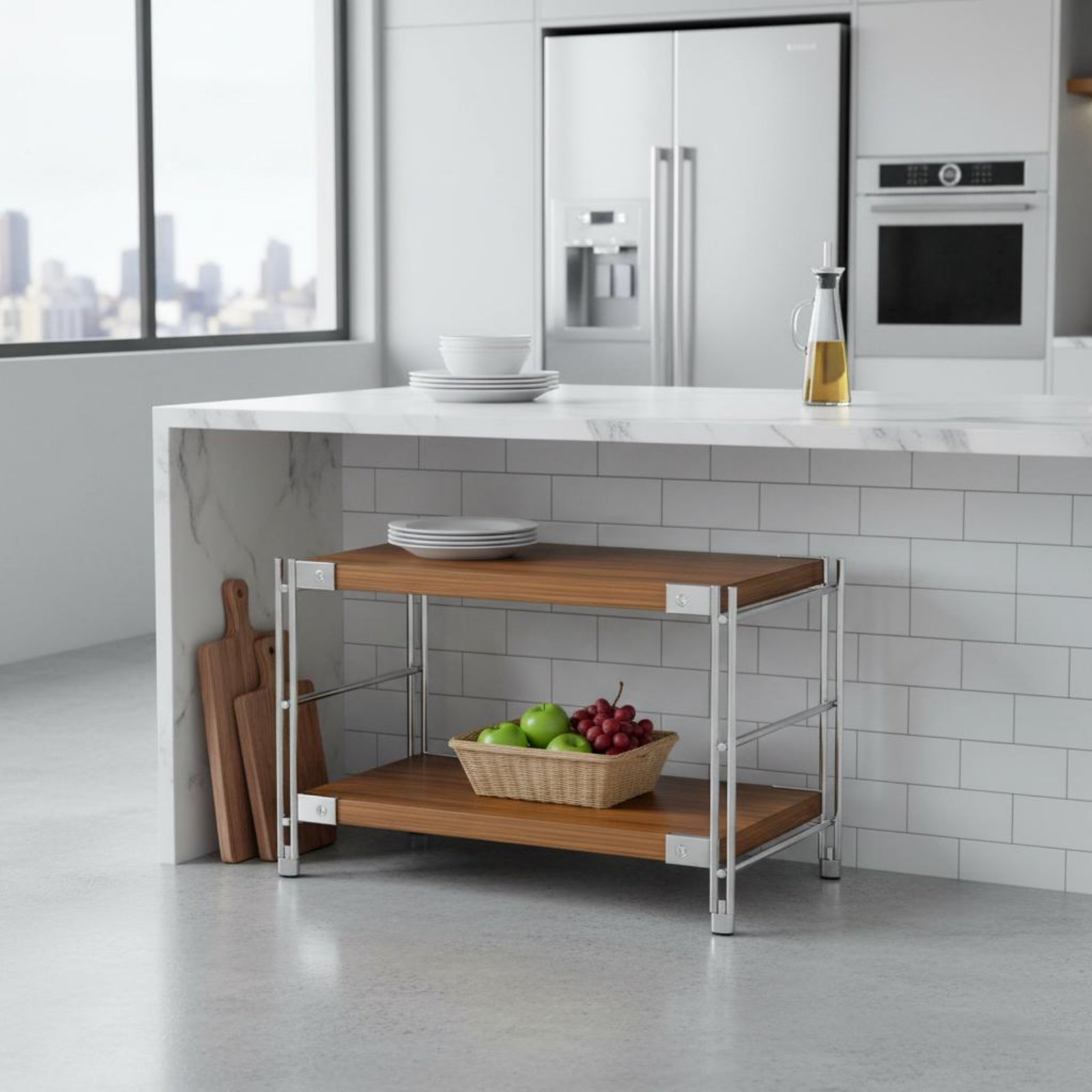 Narrow Floor Standing Shelf X- - Display Stand Wood のレビューと価格