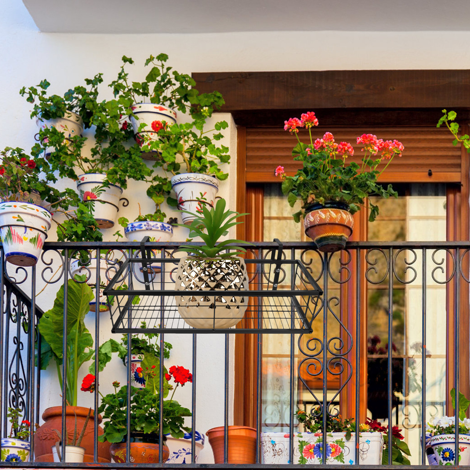 1Pcs Balcony Hanging Flower Po - Bonsai Garden Plants のレビューと価格